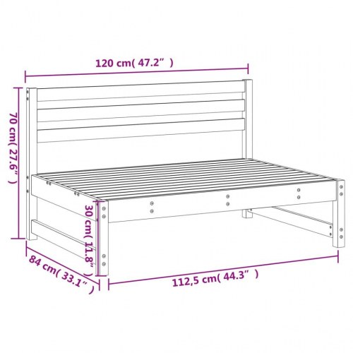 Midtermodul til havesofa 120×80 cm i massivt douglasgran