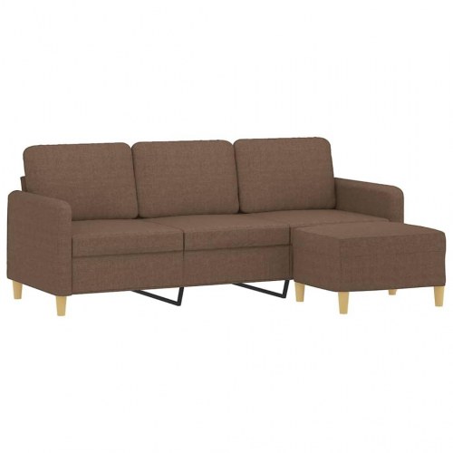 3-personers sofa med chaiselong/fodskammel - stof, brun, 198 cm