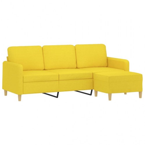 3-personers sofa med fodskammel - stof, lysegul, 198 cm