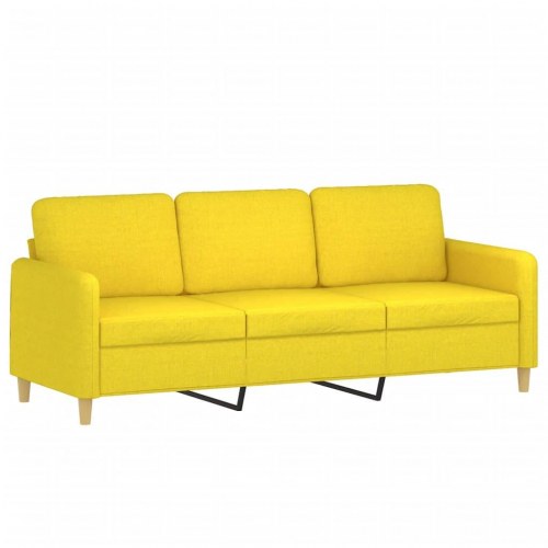 3-personers sofa med fodskammel - stof, lysegul, 198 cm