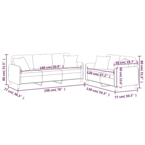 Sofasæt i stof - 2- og 3-personers med puder, brun