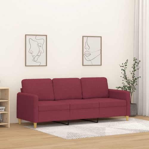 3-personers sofa i stof - vinrød, 198 cm