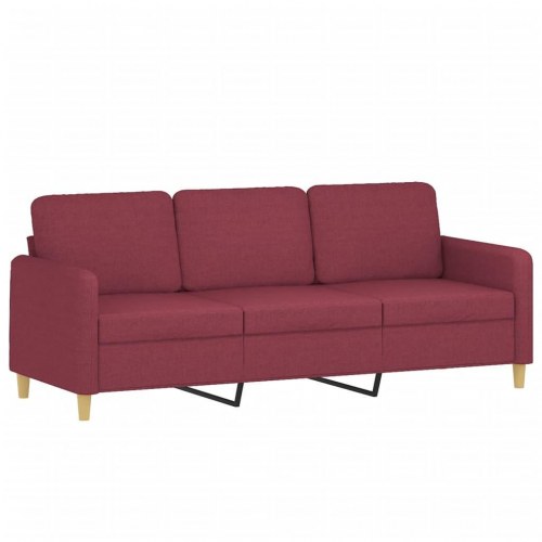 3-personers sofa i stof - vinrød, 198 cm
