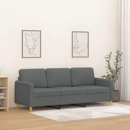 3-personers sofa i stof - mørkegrå, 198 cm
