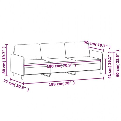 3-personers sofa i stof - 198 cm, lysegul