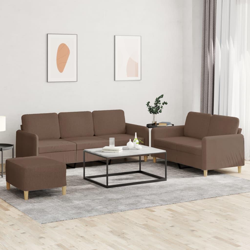 vidaXL sofasæt 3 dele med hynder stof brun