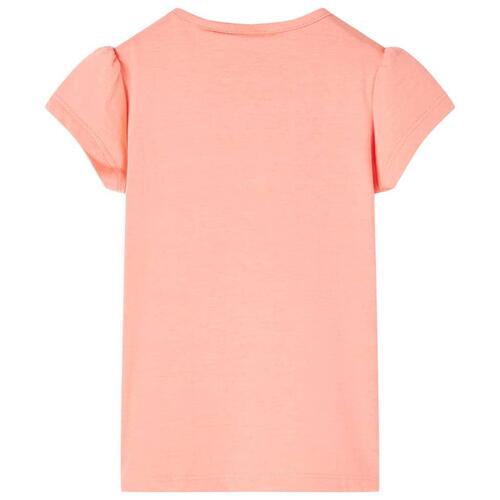 T-shirt til børn str. 116 koralfarvet