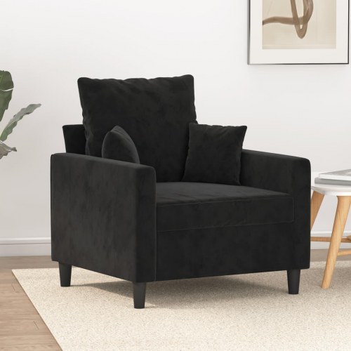 Lænestol i velour - 60 cm sædebredde, sort