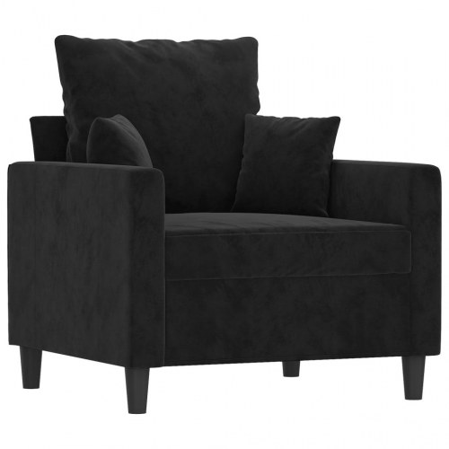 Lænestol i velour - 60 cm sædebredde, sort