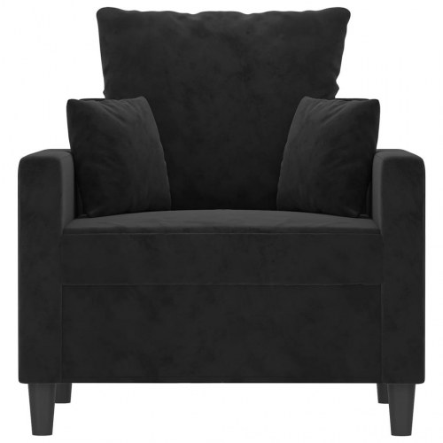 Lænestol i velour - 60 cm sædebredde, sort