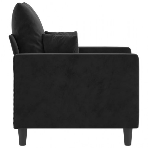 Lænestol i velour - 60 cm sædebredde, sort