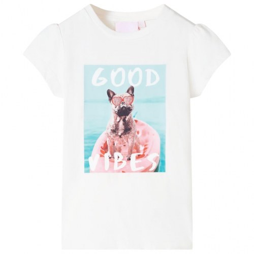 T-shirt til børn str. 116 ecrufarvet