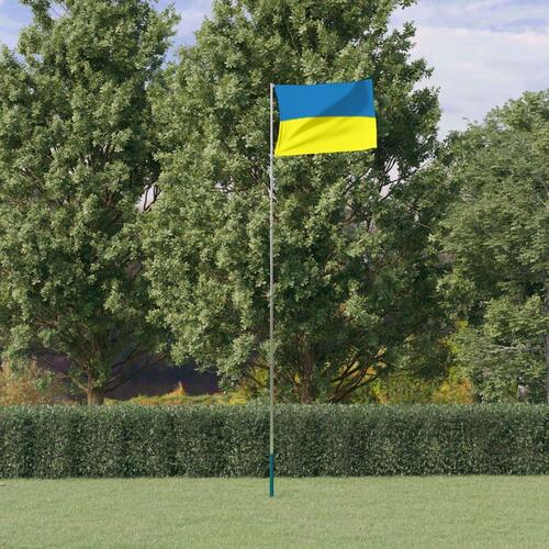 Ukraine flag og flagstang 5,55 m aluminium