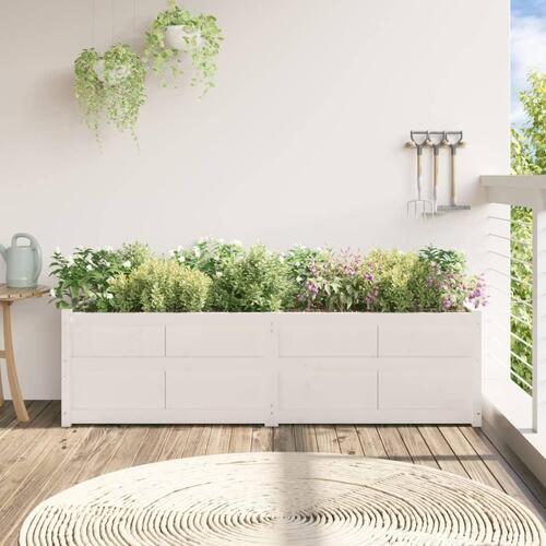 Plantekasse 180x50x50 cm massivt fyrretræ hvid