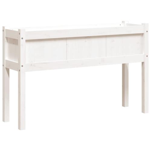 Plantekasse med ben 110x31x70 cm massivt fyrretræ hvid