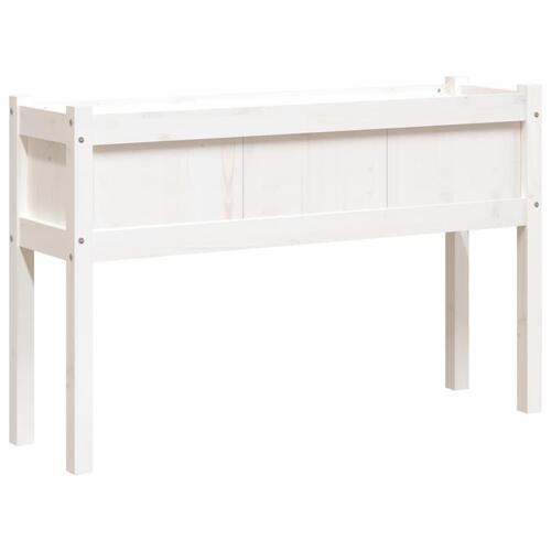 Plantekasse med ben 110x31x70 cm massivt fyrretræ hvid