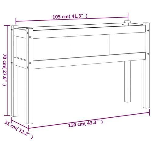 Plantekasse med ben 110x31x70 cm massivt fyrretræ hvid