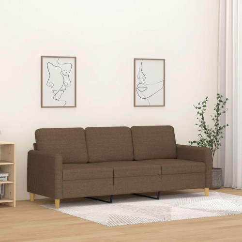 3-personers sofa i stof - brun, sædebredde 180 cm