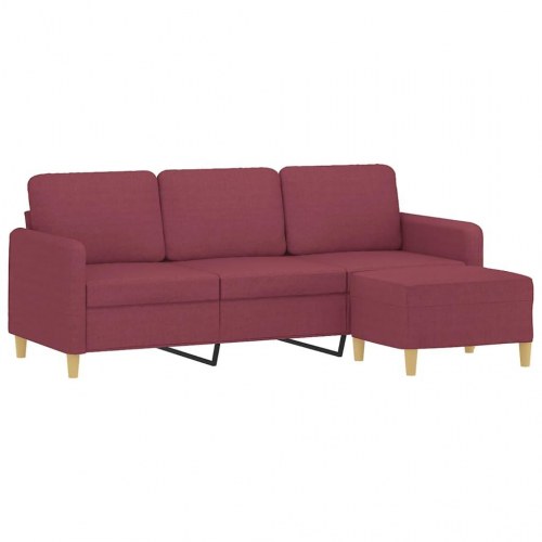 3-personers sofa med fodskammel 198 cm - stof, vinrød