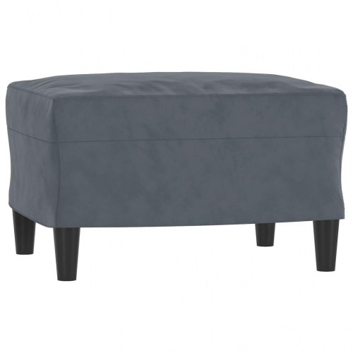 3-personers sofa med fodskammel 198 cm - velour, mørkegrå