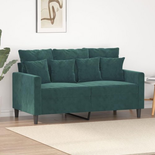 2-personers sofa i fløjl - mørkegrøn