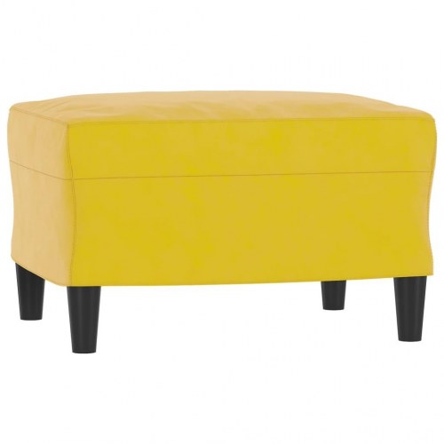 3-personers sofa med fodskammel 180 cm - velour, gul