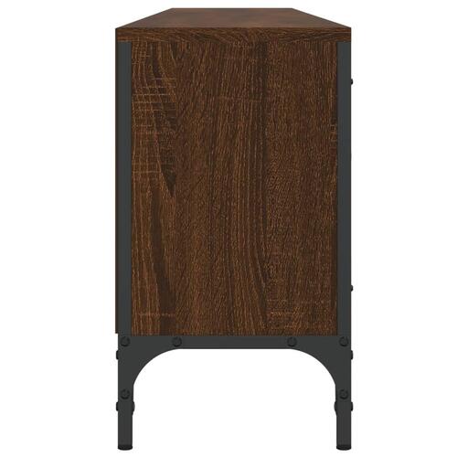 Tv-bord med skuffe 200x25x44 cm konstrueret træ brunt egetræ