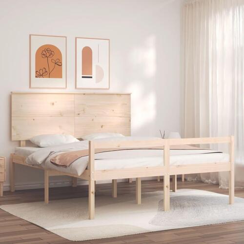 Seniorseng med sengegavl massivt træ