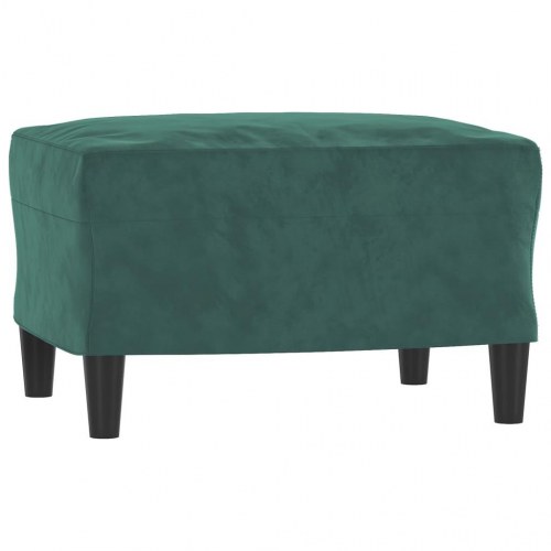 3-personers sofa med fodskammel i velour - mørkegrøn, 198 cm