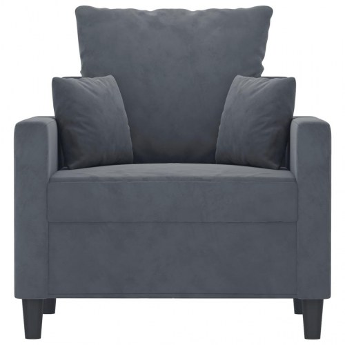 Lænestol i velour - 60 cm sædebredde, mørkegrå