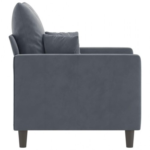 Lænestol i velour - 60 cm sædebredde, mørkegrå