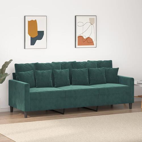3-personers sofa 180 cm fløjl mørkegrøn