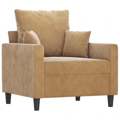 Lænestol i velour - 60 cm sæde, brun