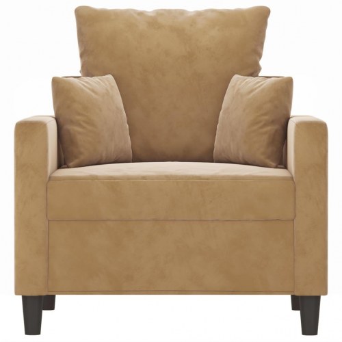 Lænestol i velour - 60 cm sæde, brun