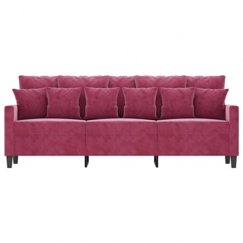 3-personers sofa i velour - vinrød
