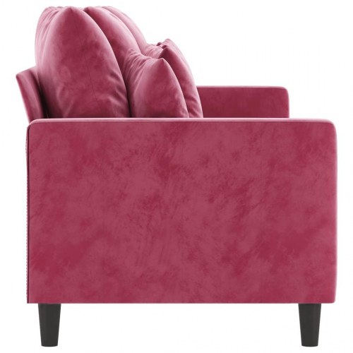 3-personers sofa i velour - vinrød