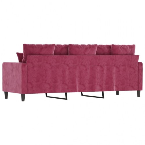 3-personers sofa i velour - vinrød