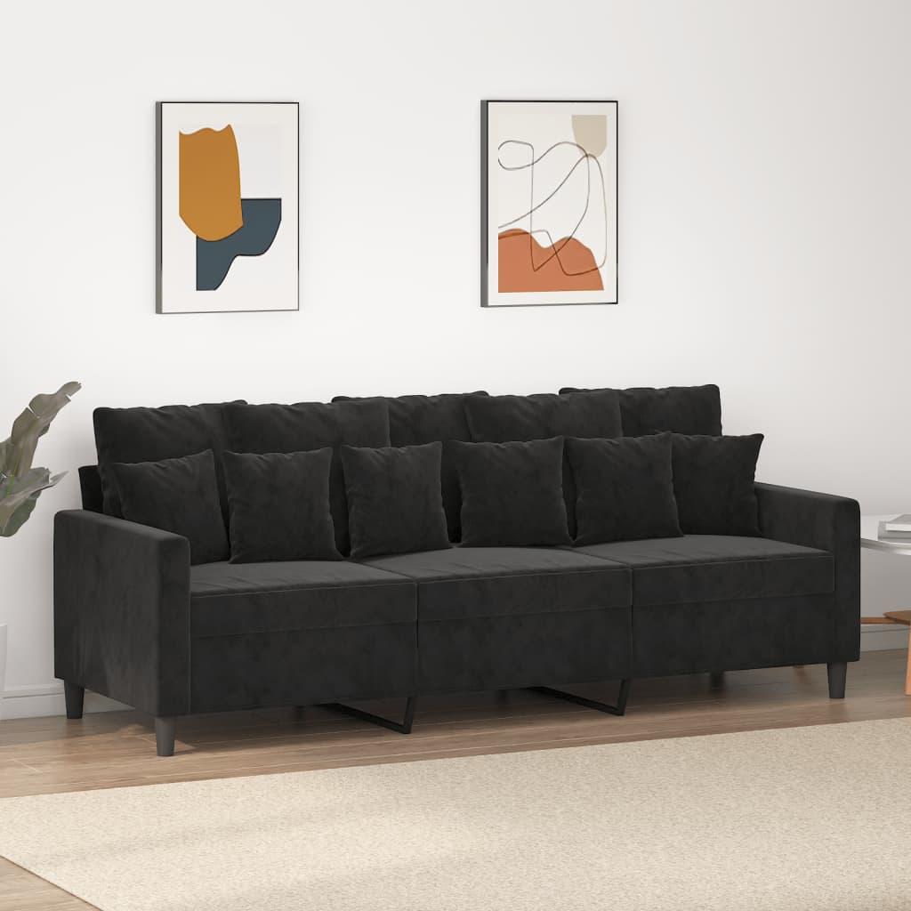 2-Personers Sofa Fløjl - 180 cm / Sort