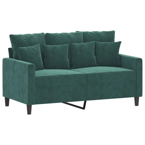 Sofasæt i velour med hynder - 3 dele, mørkegrøn