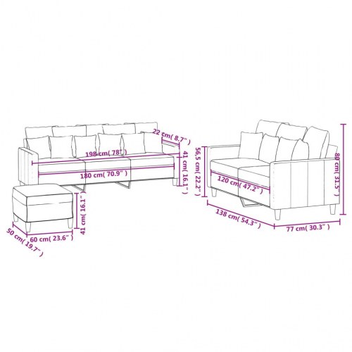 Sofasæt i velour med hynder - 3 dele, mørkegrøn