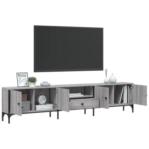 Tv-bord med skuffe 200x25x44 cm konstrueret træ grå sonoma-eg