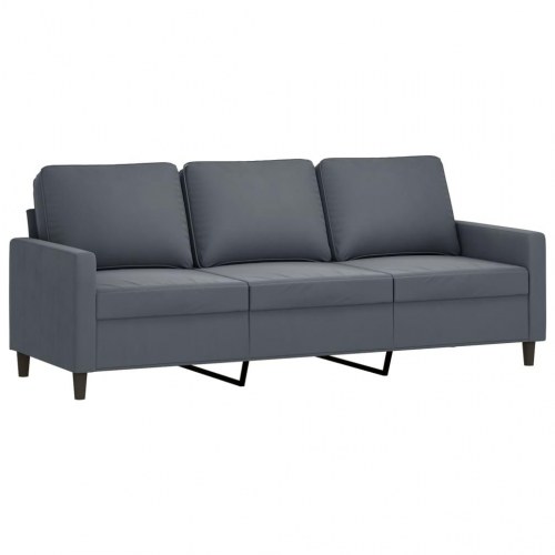 3-personers sofa med fodskammel i velour - mørkegrå, 198 cm