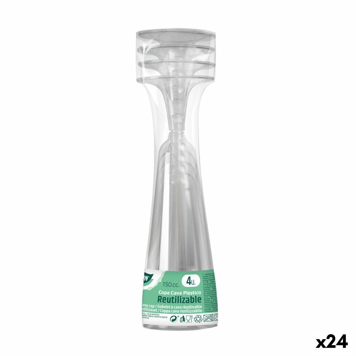 Algon genanvendelige cavaglas - gennemsigtig, 150 ml, 24 enheder (4 dele)