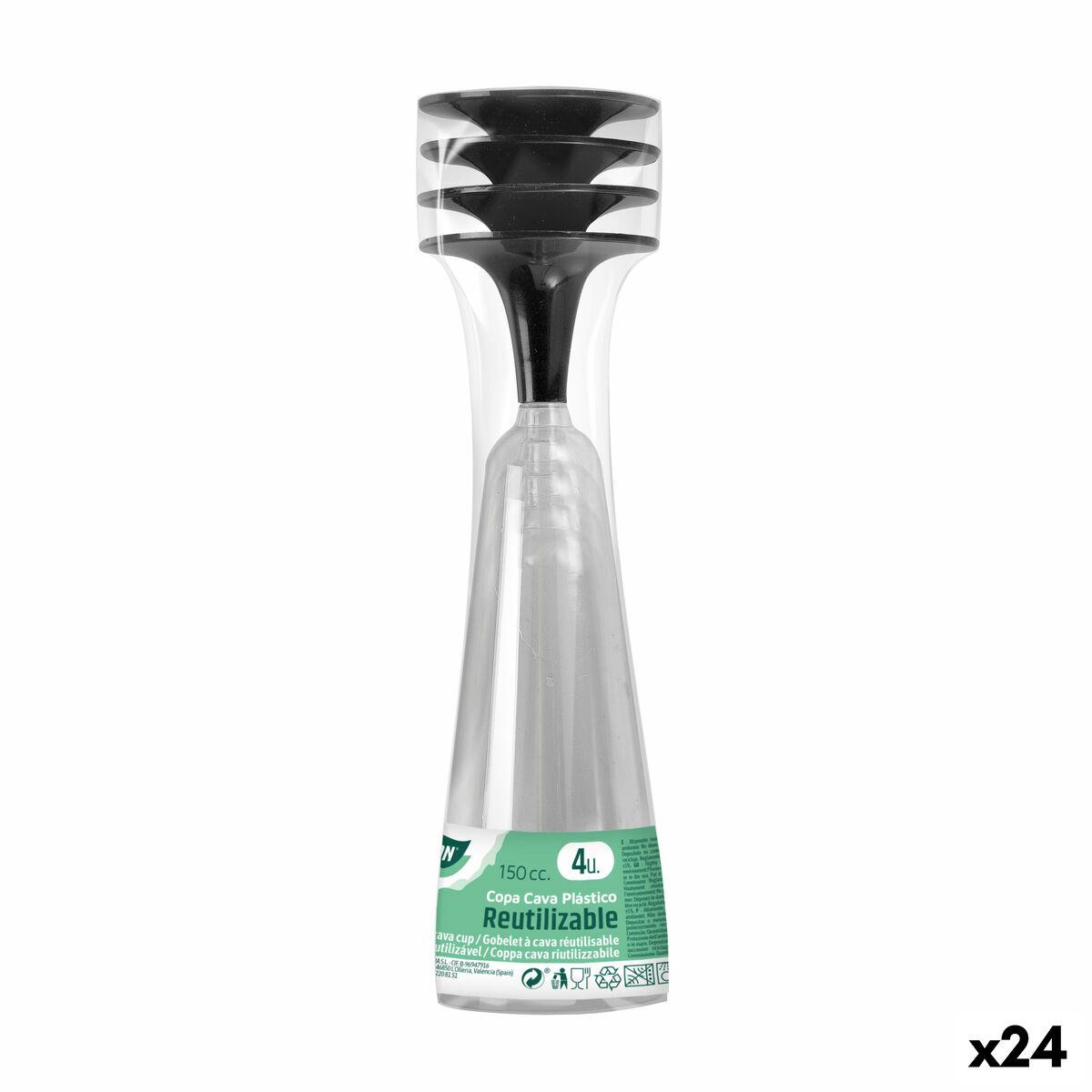 Algon genanvendelige cavaglas - sort fod, 24 stk., 150 ml (4 dele)
