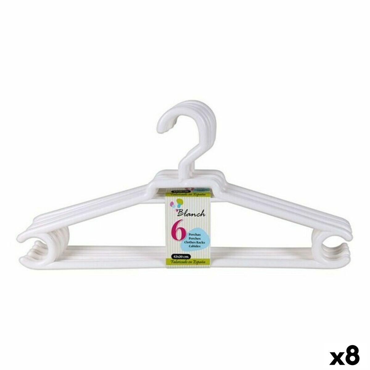 Dem Blanch bøjler i plastik, hvid - 6 stk., 42 × 20 cm (pakke med 8)