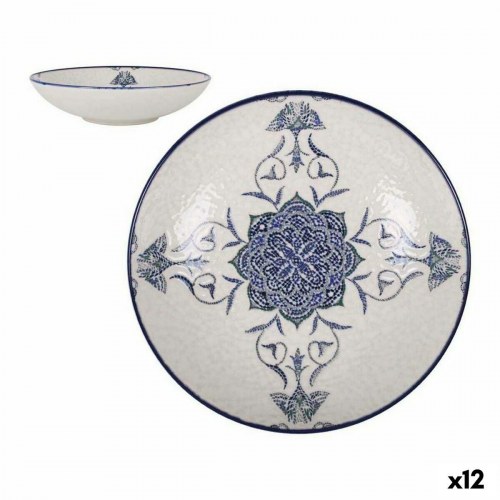 Rosetta dybe tallerkner i porcelæn - blå/hvid, 12 stk.