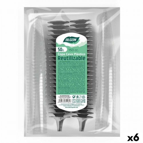 Algon genanvendelige cavaglas - sort fod, 6 enheder, 150 ml (50 dele)