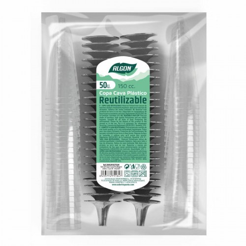 Algon genanvendelige cavaglas - sort fod, 6 enheder, 150 ml (50 dele)