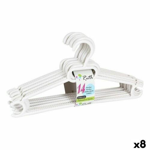Dem Ruth bøjler i plastik - 14 stk., hvid, 37 × 18,5 × 8 cm (8 pakker)