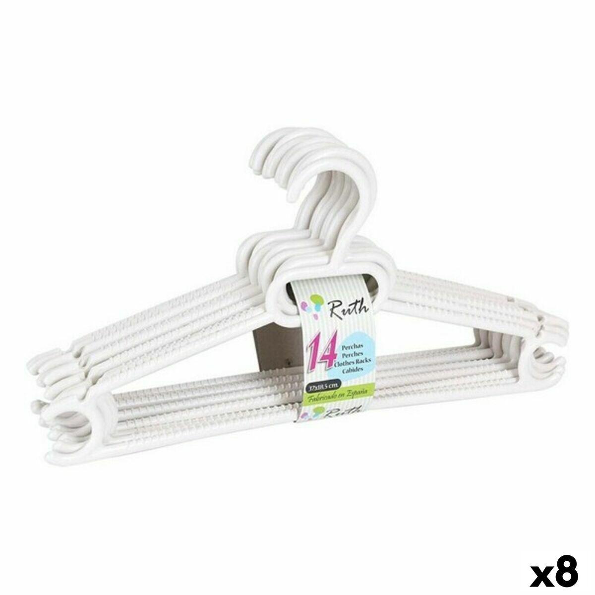 Dem Ruth bøjler i plastik - 14 stk., hvid, 37 × 18,5 × 8 cm (8 pakker)